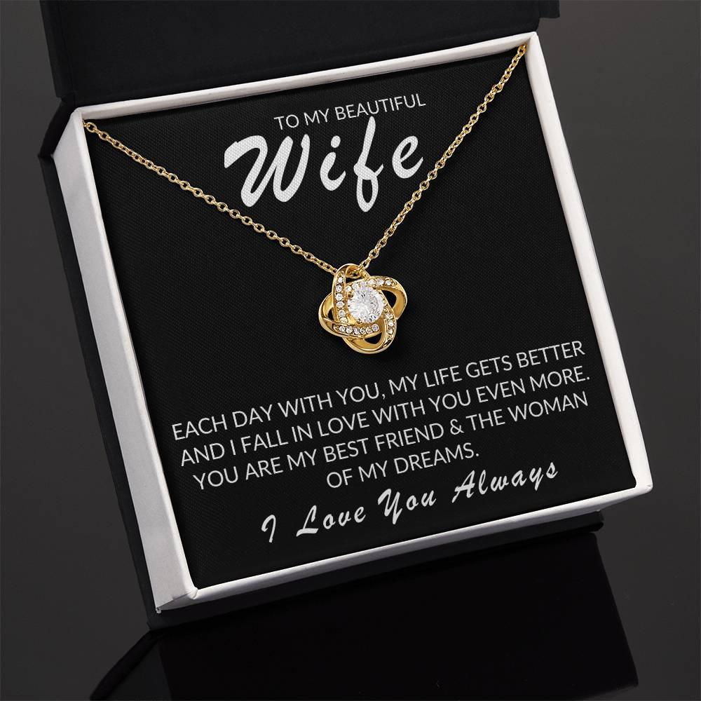 TO MY BEAUTIFUL WIFE LOVE KNOT NECKLACE - Kim’s Signature Beauty & Accessories    