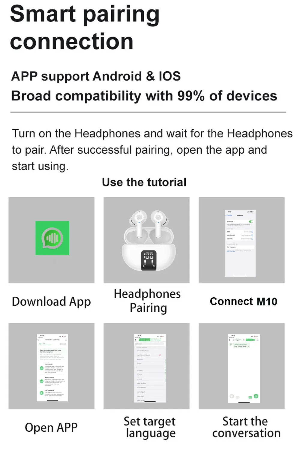 TWS Wireless Bluetooth New M10 Translation Headphones - Kim’s Signature Beauty & Accessories    