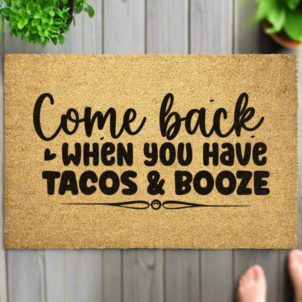 Tacos & Booze Door Mat - Kim’s Signature Beauty & Accessories    