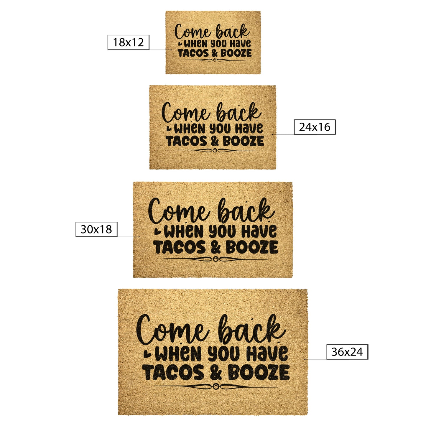 Tacos & Booze Door Mat - Kim’s Signature Beauty & Accessories    