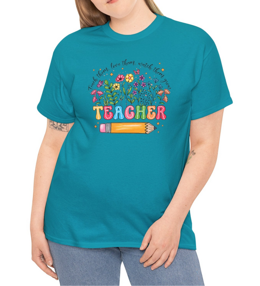 Teach Them, Love Them, Watch Them Grow – Teacher Graphic Tee - Kim’s Signature Beauty & Accessories    