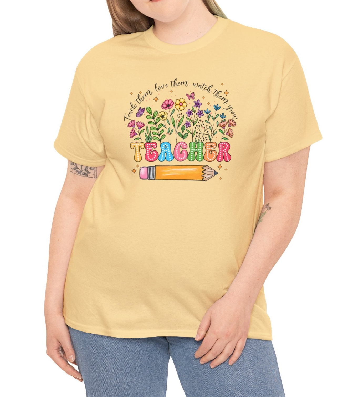 Teach Them, Love Them, Watch Them Grow – Teacher Graphic Tee - Kim’s Signature Beauty & Accessories    