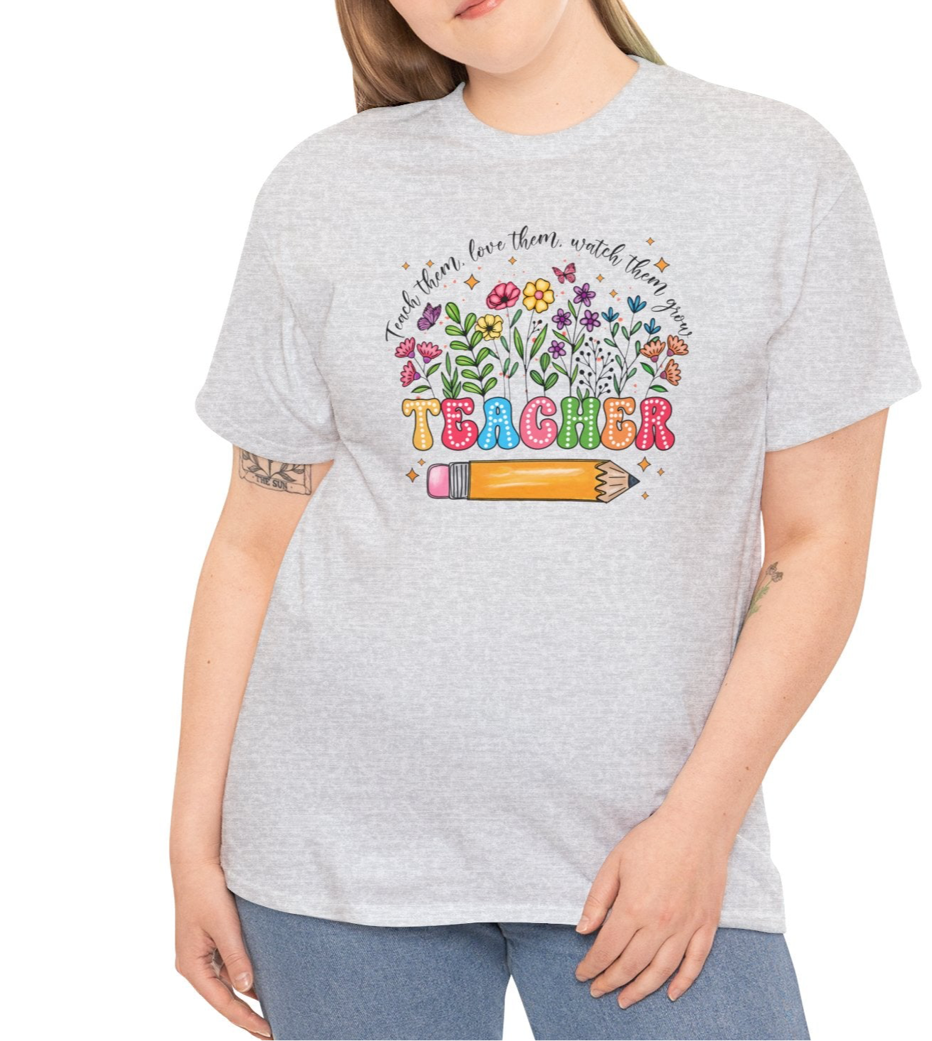 Teach Them, Love Them, Watch Them Grow – Teacher Graphic Tee - Kim’s Signature Beauty & Accessories    