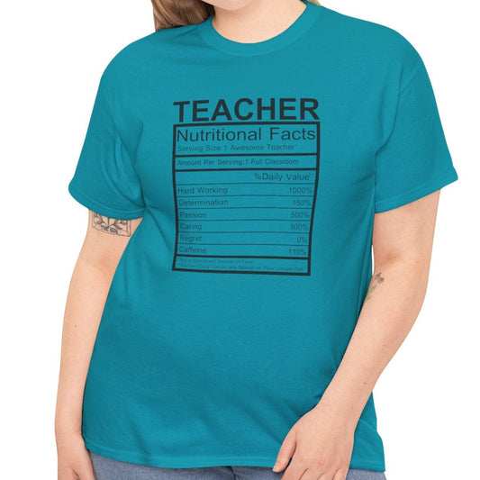 Teacher Nutritional Facts Graphic Tee - Kim’s Signature Beauty & Accessories    
