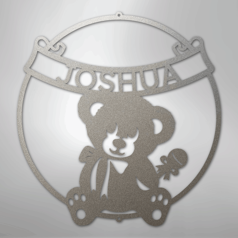 Teddy Banner Monogram - Circle Steel Sign - Kim’s Signature Beauty & Accessories