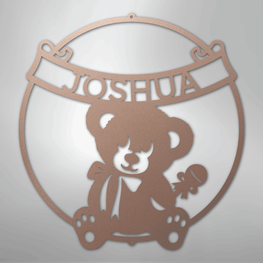 Teddy Banner Monogram - Circle Steel Sign - Kim’s Signature Beauty & Accessories