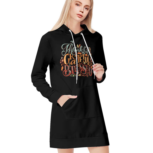 Thankful, Grateful, & Blessed Hoodie Dress - Kim’s Signature Beauty & Accessories    