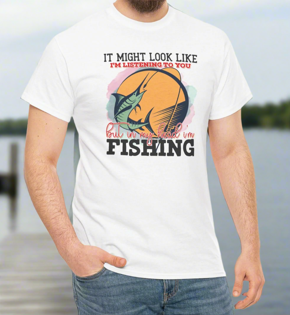 Thinking about Fishing Cotton Tee - Kim’s Signature Beauty & Accessories    