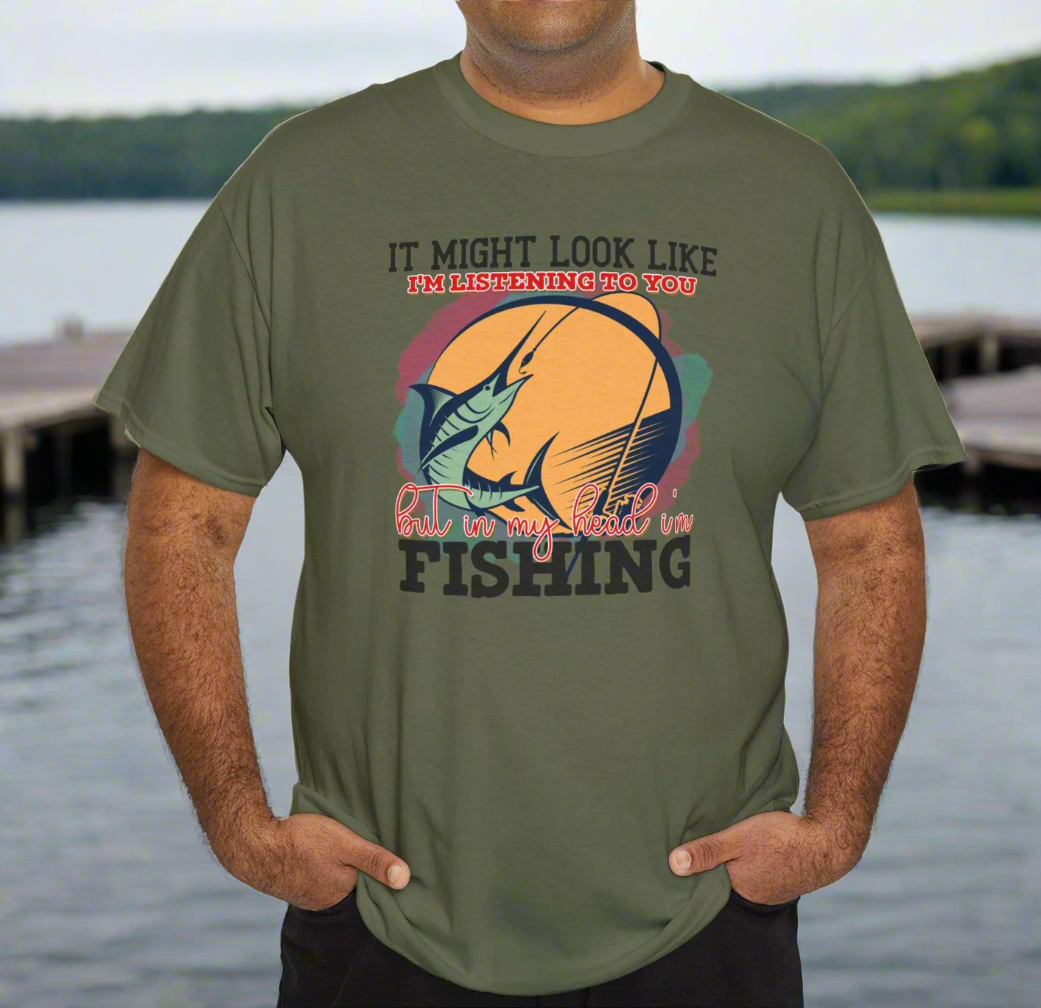 Thinking about Fishing Cotton Tee - Kim’s Signature Beauty & Accessories    