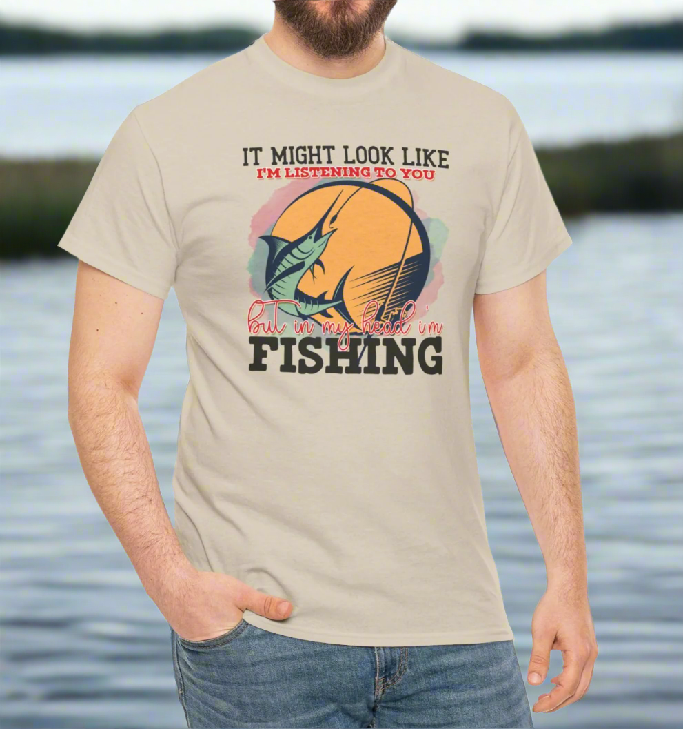 Thinking about Fishing Cotton Tee - Kim’s Signature Beauty & Accessories    