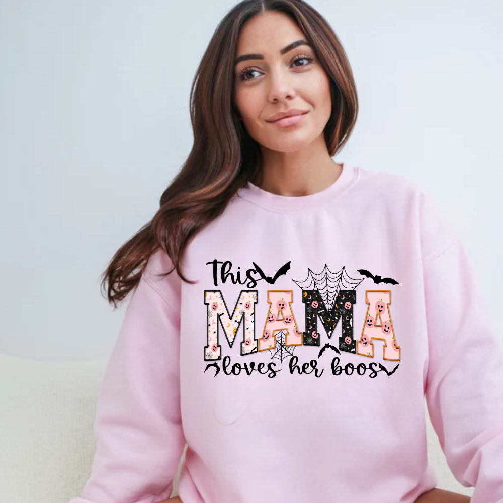 This Mama Loves Her Boos" Halloween Sweatshirt – Personalized Ghost Sleeve - Kim’s Signature Beauty & Accessories    