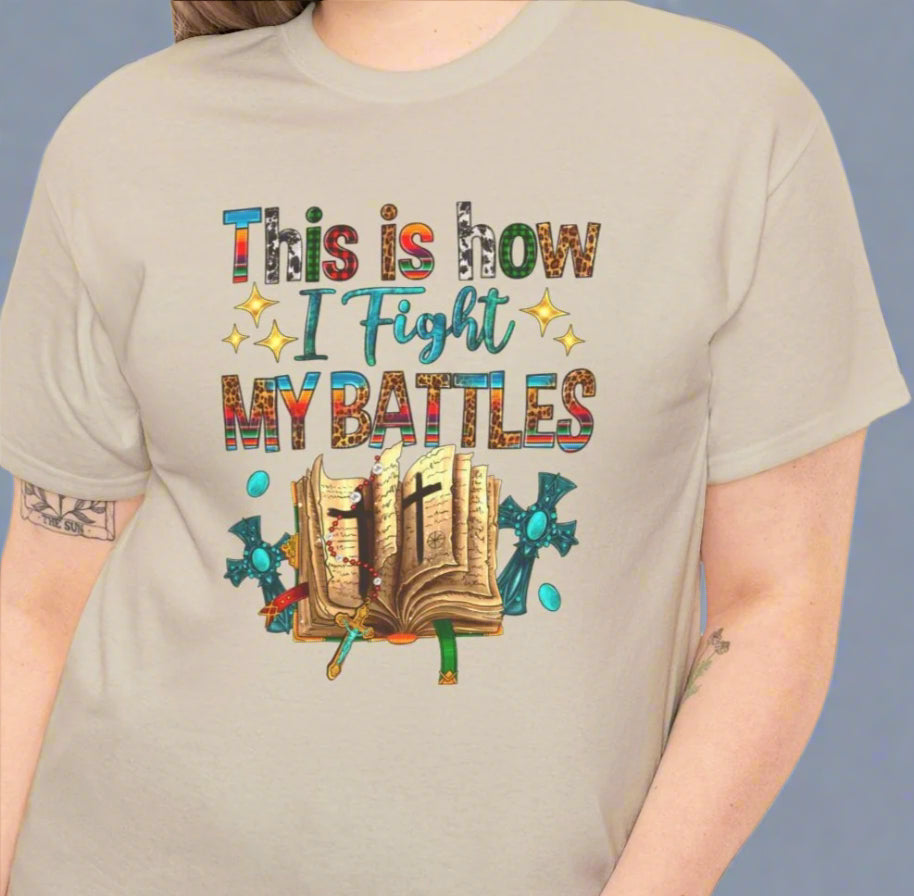 This is How I Fight My Battles Cross Tee - Kim’s Signature Beauty & Accessories    