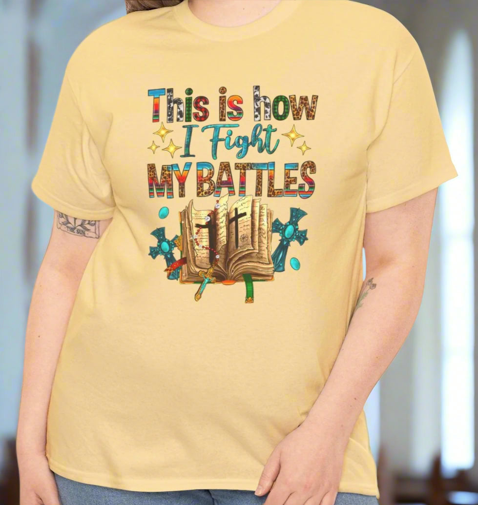 This is How I Fight My Battles Cross Tee - Kim’s Signature Beauty & Accessories    