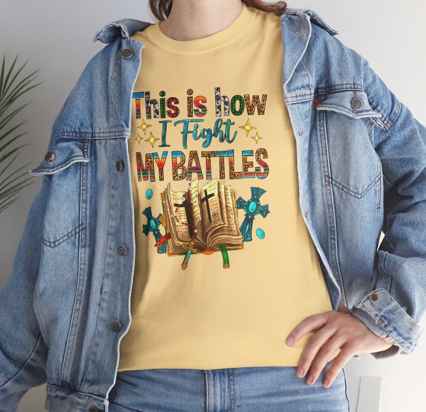 This is How I Fight My Battles Cross Tee - Kim’s Signature Beauty & Accessories    