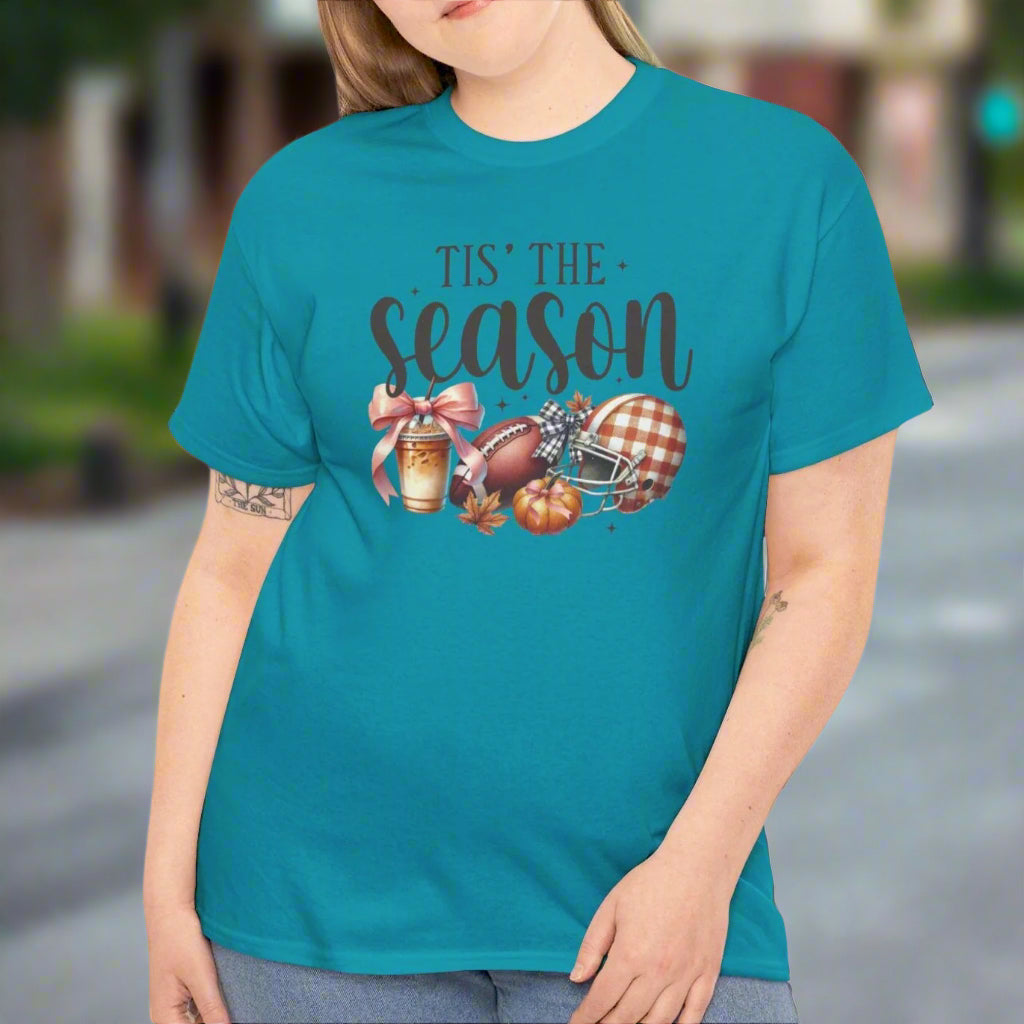 Tis' The Season Fall Football and Coffee T-Shirt - Kim’s Signature Beauty & Accessories    