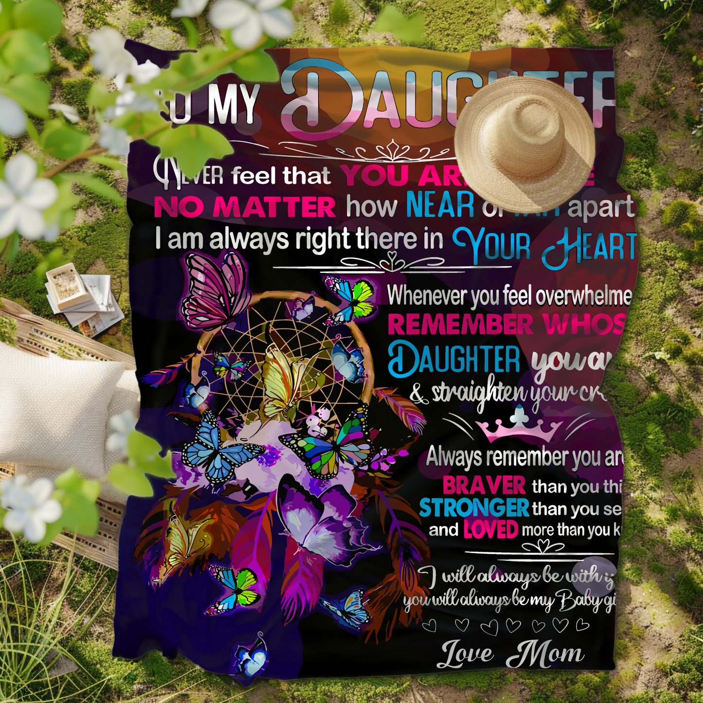 To Daughter, Never Alone, Love Mom Blanket - Kim’s Signature Beauty & Accessories    