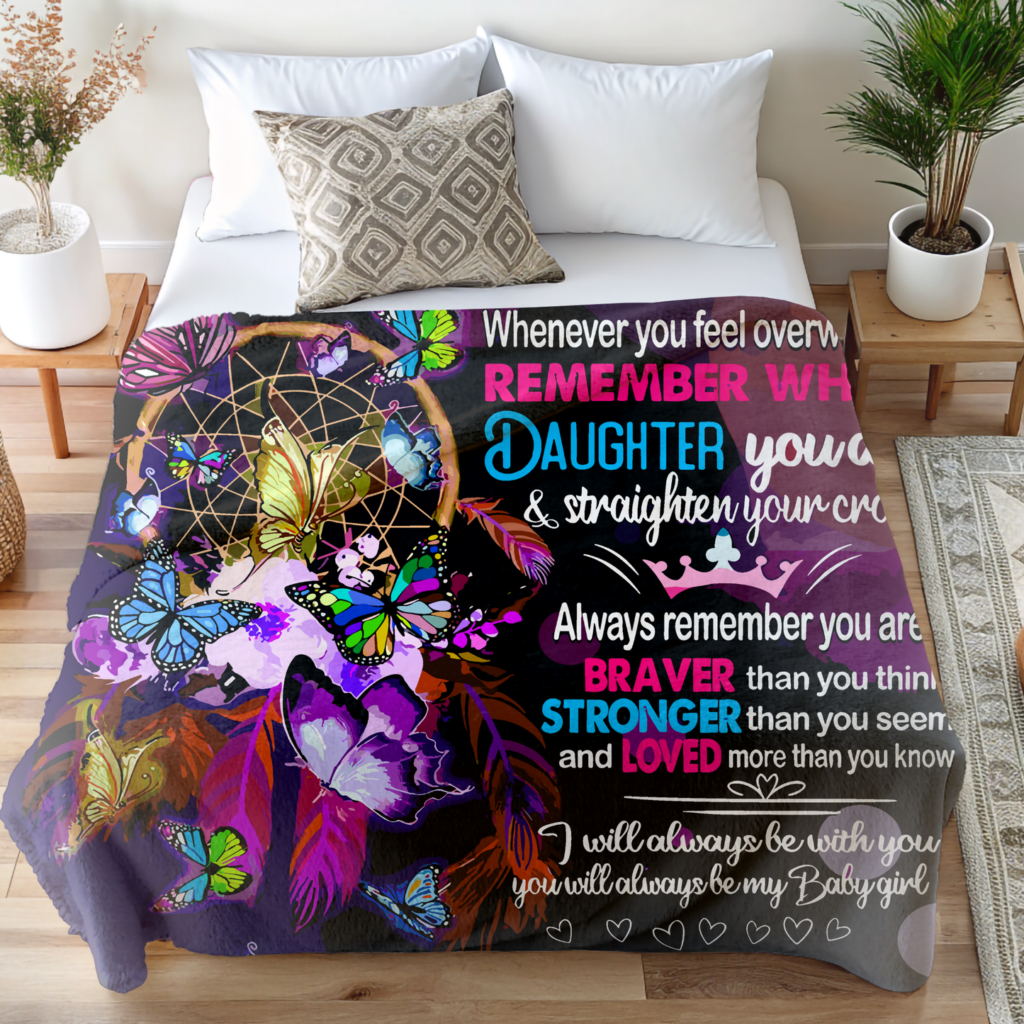 To Daughter, Never Alone, Love Mom Blanket - Kim’s Signature Beauty & Accessories    