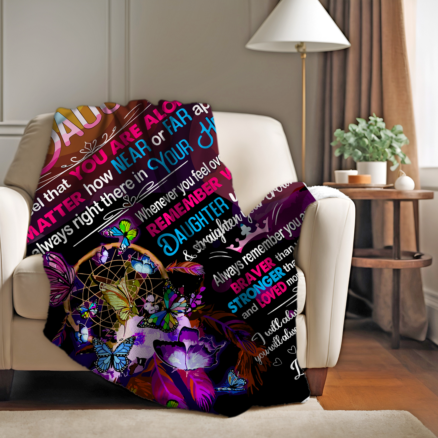 To Daughter, Never Alone, Love Mom Blanket - Kim’s Signature Beauty & Accessories    