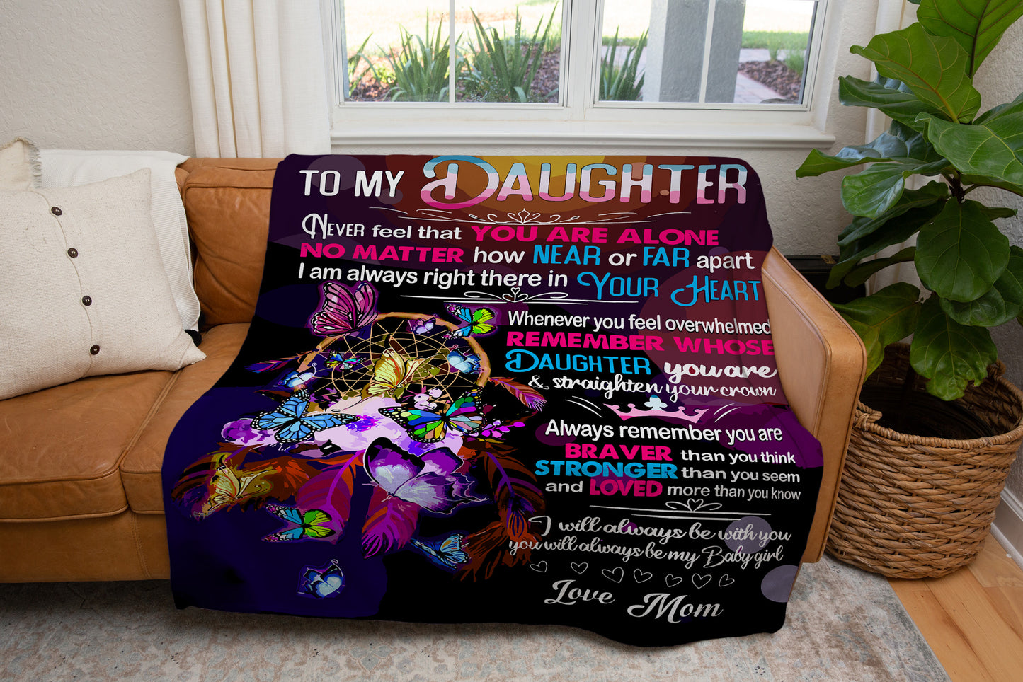 To Daughter, Never Alone, Love Mom Blanket - Kim’s Signature Beauty & Accessories    