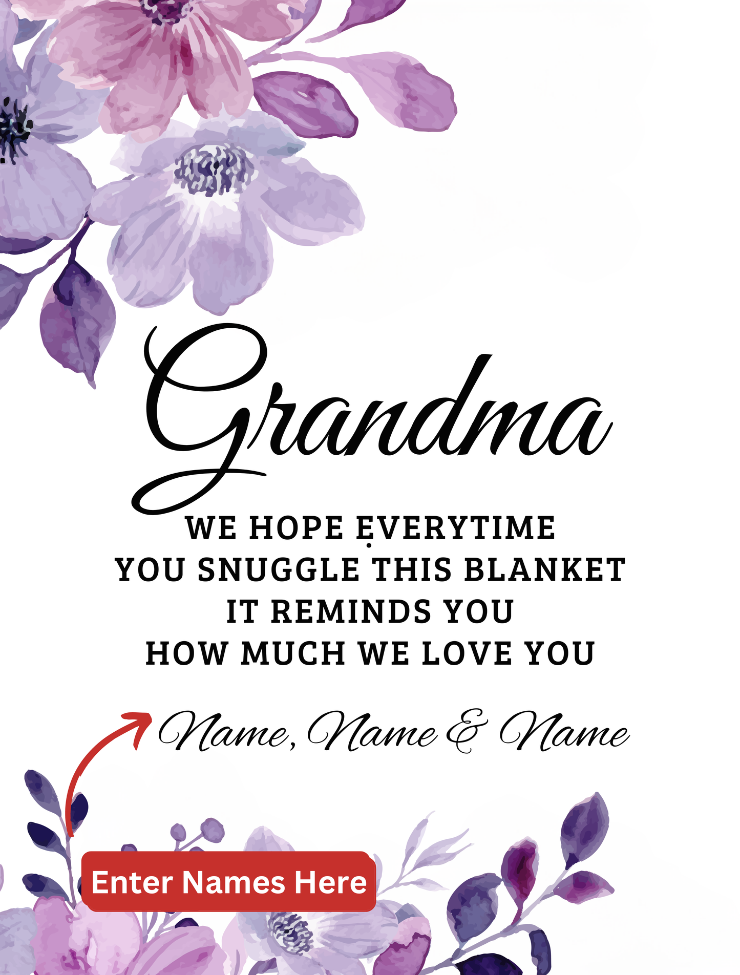 To Grandma, Personalized Fleece Blanket - Kim’s Signature Beauty & Accessories    