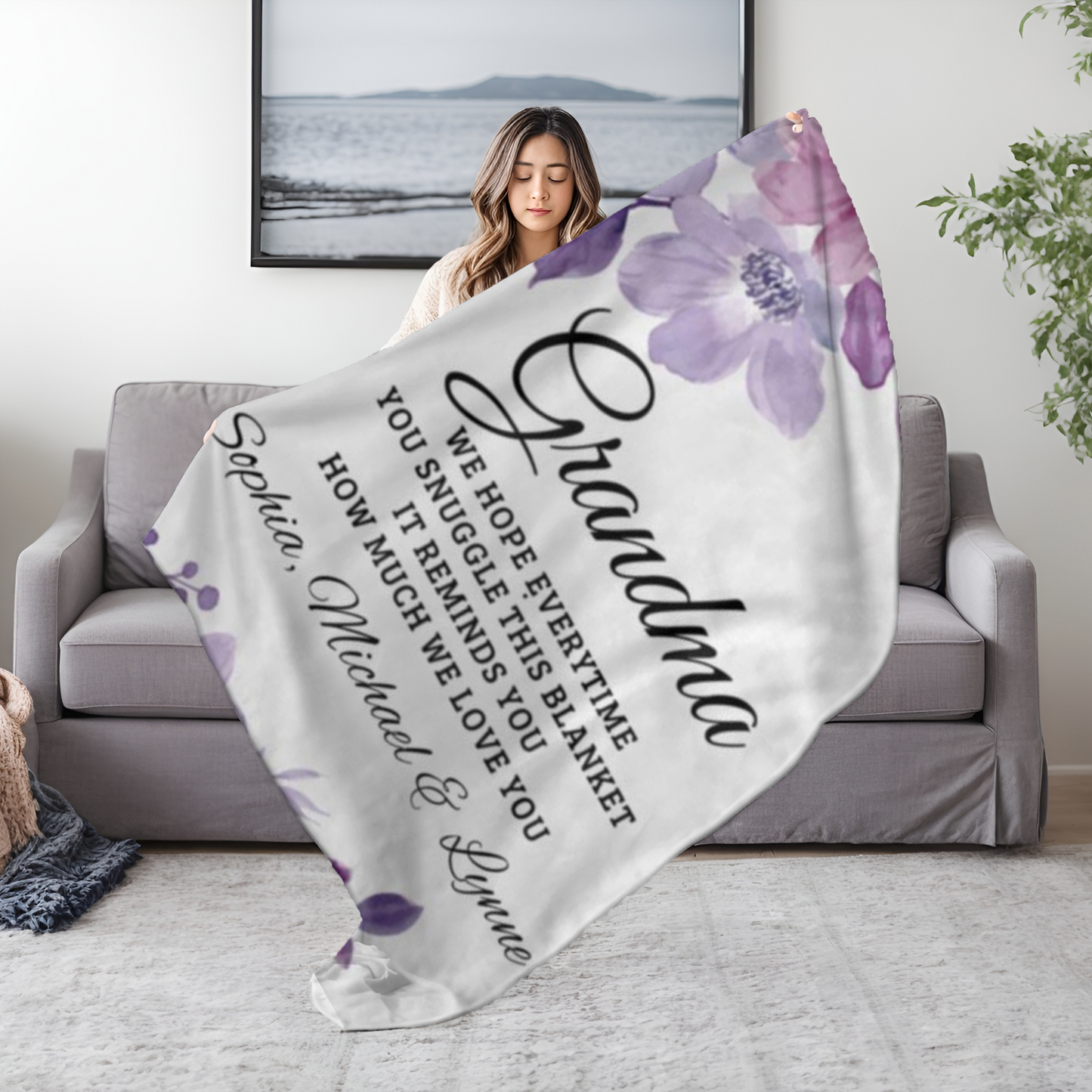 To Grandma, Personalized Fleece Blanket - Kim’s Signature Beauty & Accessories    