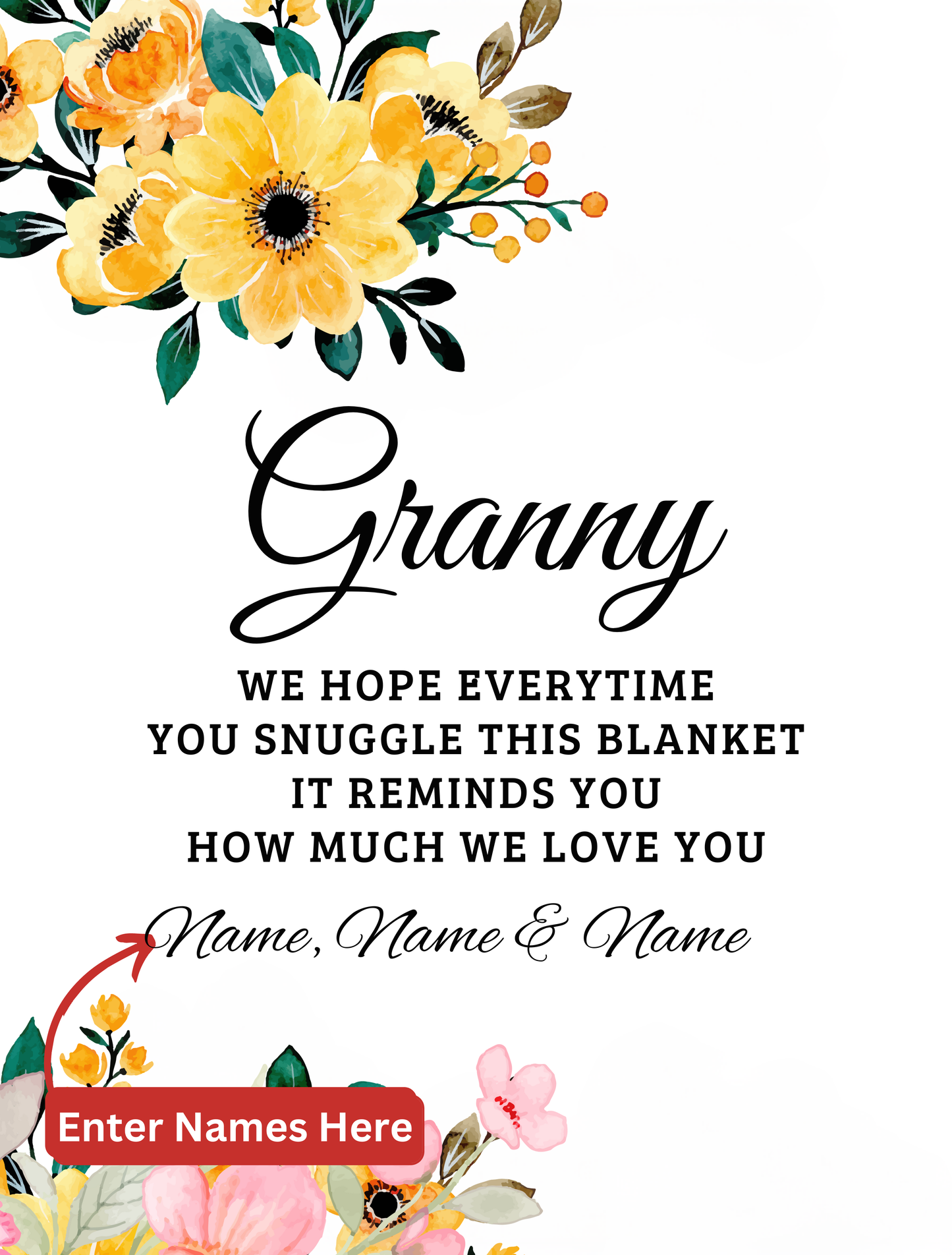 To Granny, Personalized Plush Fleece Blanket - Kim’s Signature Beauty & Accessories    