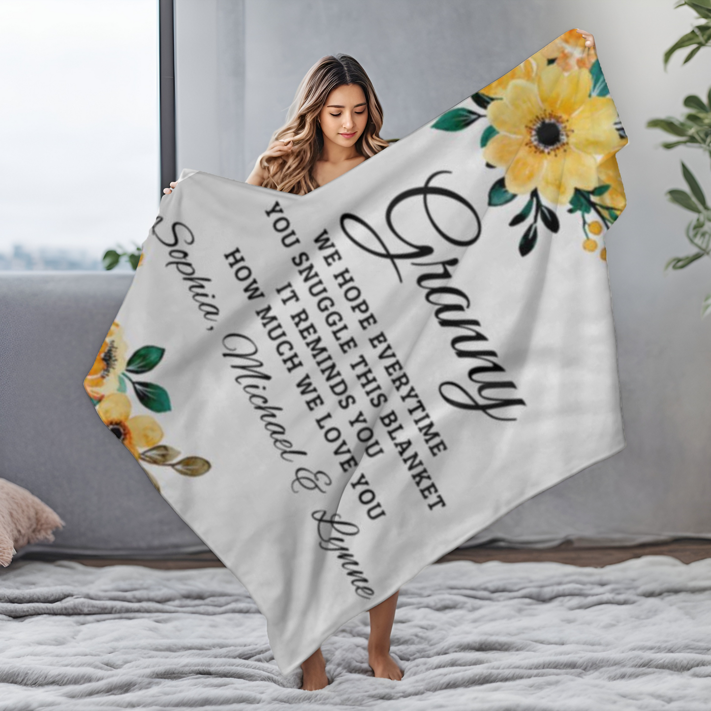 To Granny, Personalized Plush Fleece Blanket - Kim’s Signature Beauty & Accessories    