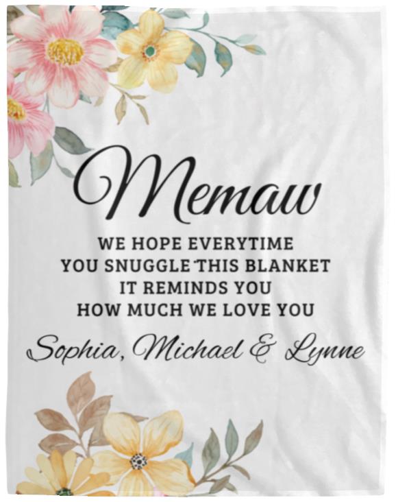 To Memaw, Personalized Fleece Blanket - 60x80 - Kim’s Signature Beauty & Accessories    