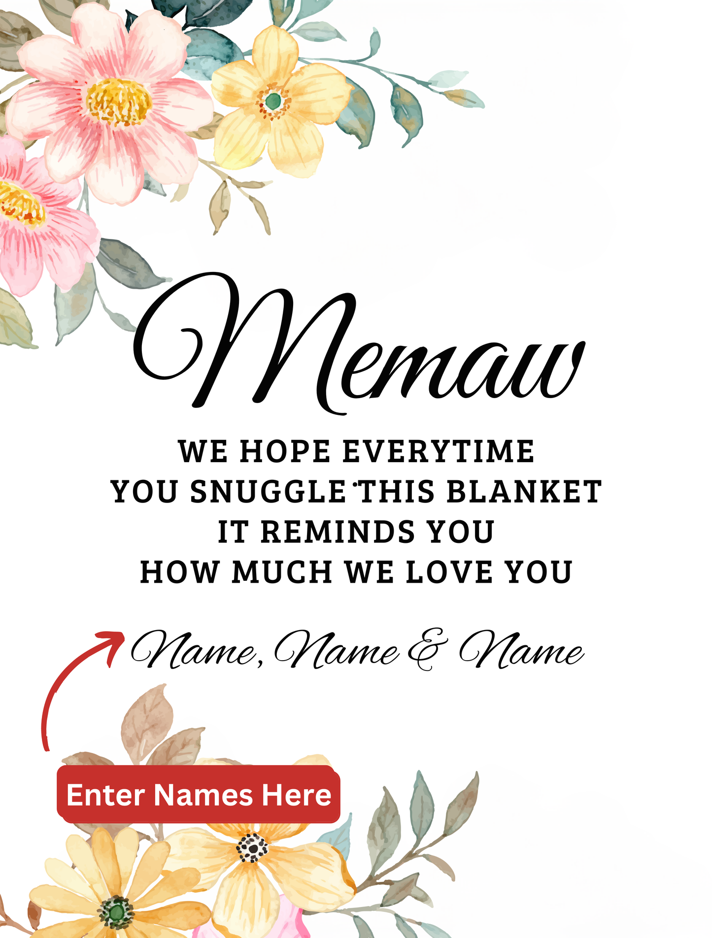 To Memaw, Personalized Fleece Blanket - 60x80 - Kim’s Signature Beauty & Accessories    