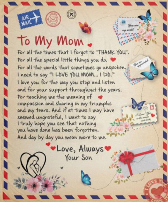 To Mom, Love Son Fleece Blanket - Kim’s Signature Beauty & Accessories    