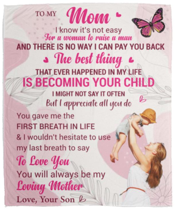 To Mom-Love Son blanket - Kim’s Signature Beauty & Accessories    
