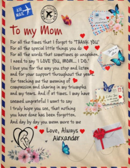 To Mom, Personalized Heartfelt Blanket - Kim’s Signature Beauty & Accessories    