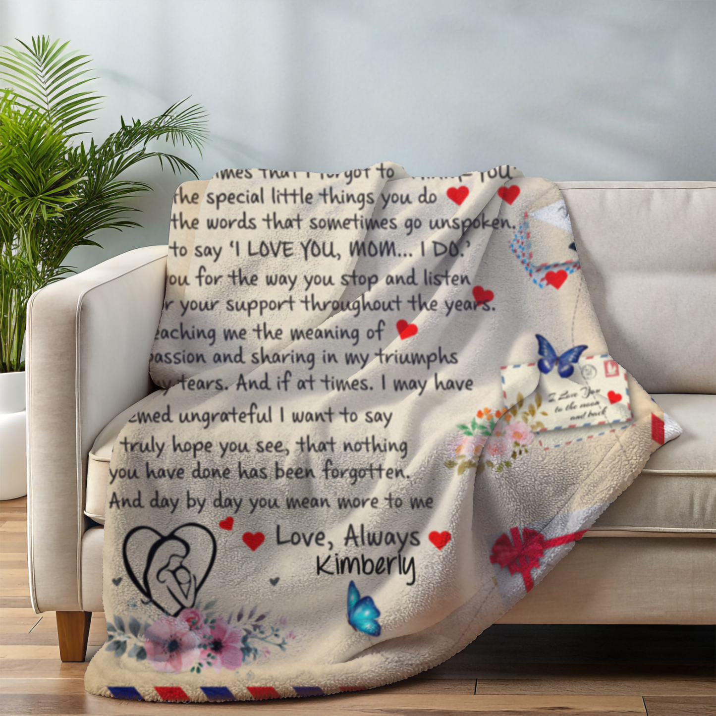 To Mom, Personalized Heartfelt Blanket - Kim’s Signature Beauty & Accessories    