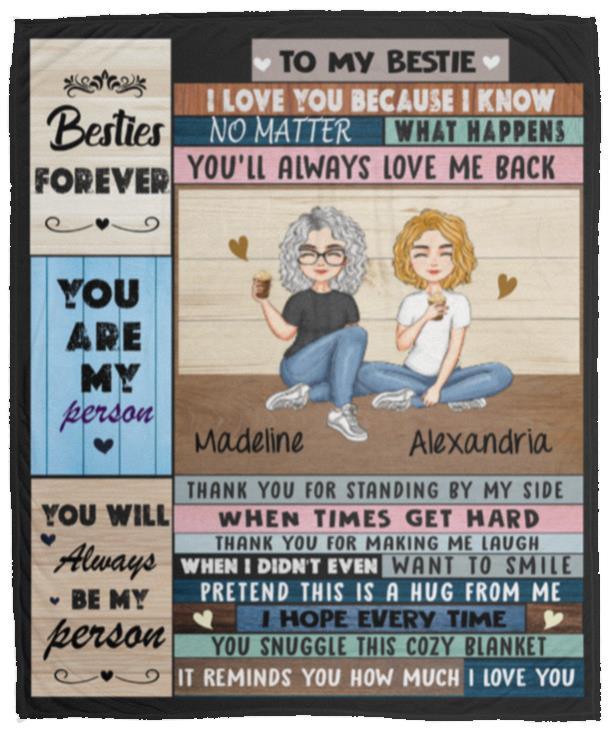 To My Bestie | Personalized Blanket - Kim’s Signature Beauty & Accessories    