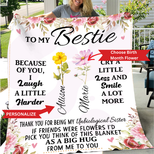 To My Bestie Personalized Fleece Blanket - Kim’s Signature Beauty & Accessories    