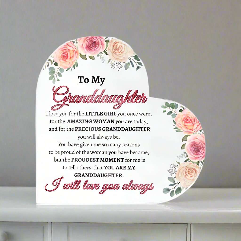 To My Granddaughter Acrylic Heart - Kim’s Signature Beauty & Accessories    