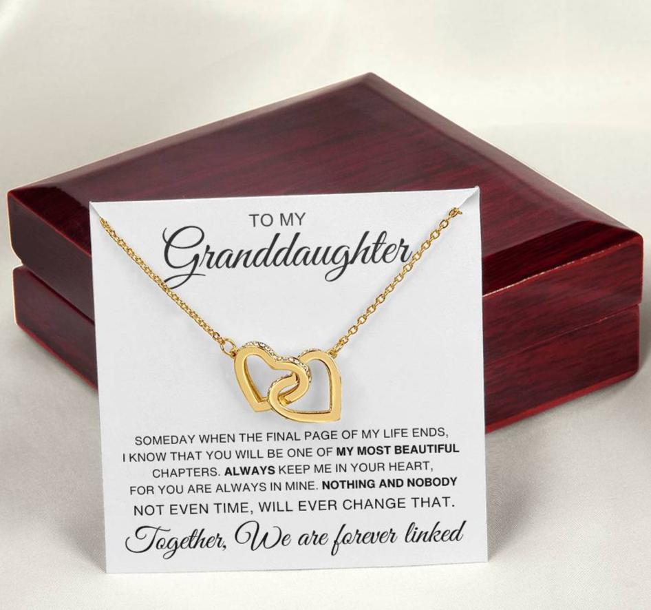 To My Granddaughter, Linked Together | Interlocking Hearts Necklace - Kim’s Signature Beauty & Accessories    