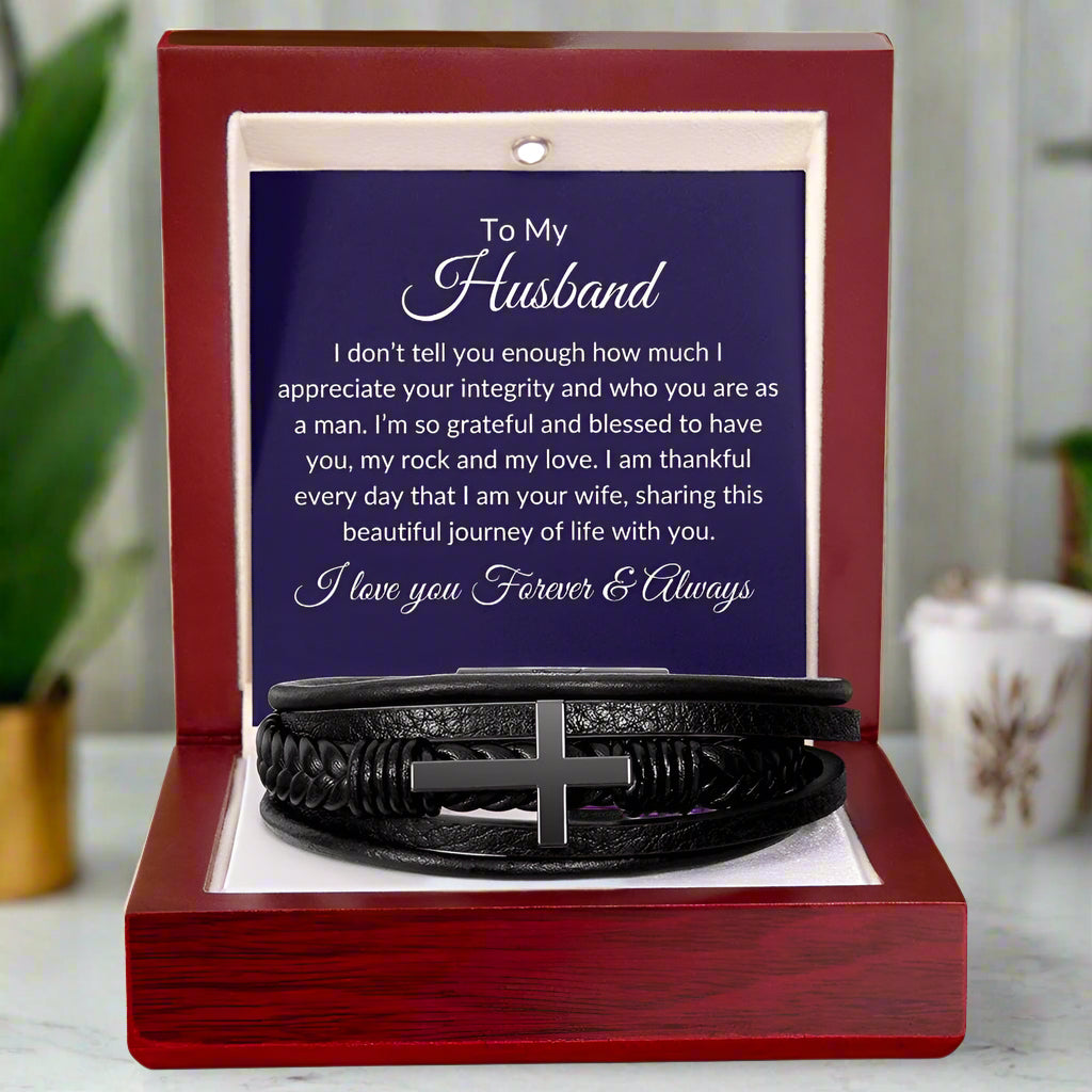 To My Husband, A Man of Integrity Cross Bracelet - Kim’s Signature Beauty & Accessories    