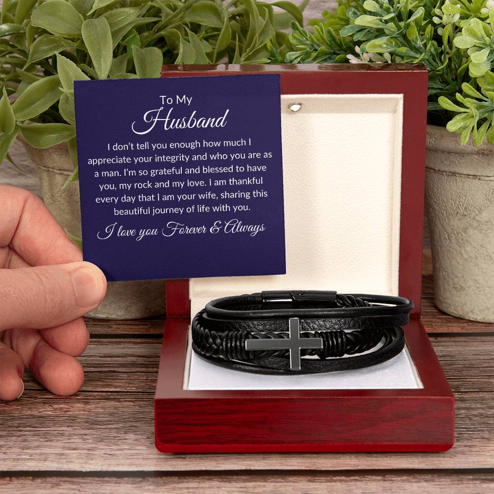 To My Husband, A Man of Integrity Cross Bracelet - Kim’s Signature Beauty & Accessories    
