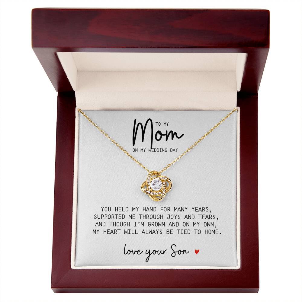 To My Mom on My Wedding Day – Love Knot Necklace with Message Card - Kim’s Signature Beauty & Accessories    