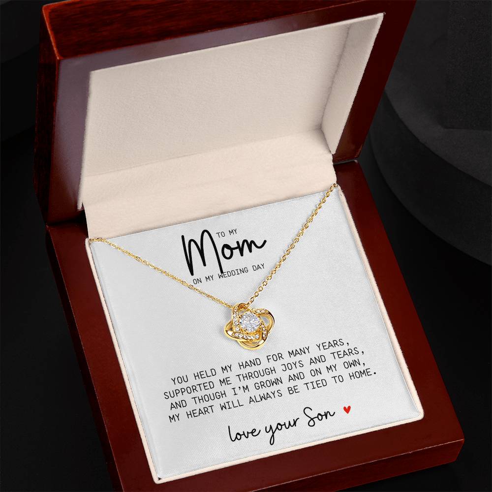 To My Mom on My Wedding Day – Love Knot Necklace with Message Card - Kim’s Signature Beauty & Accessories    