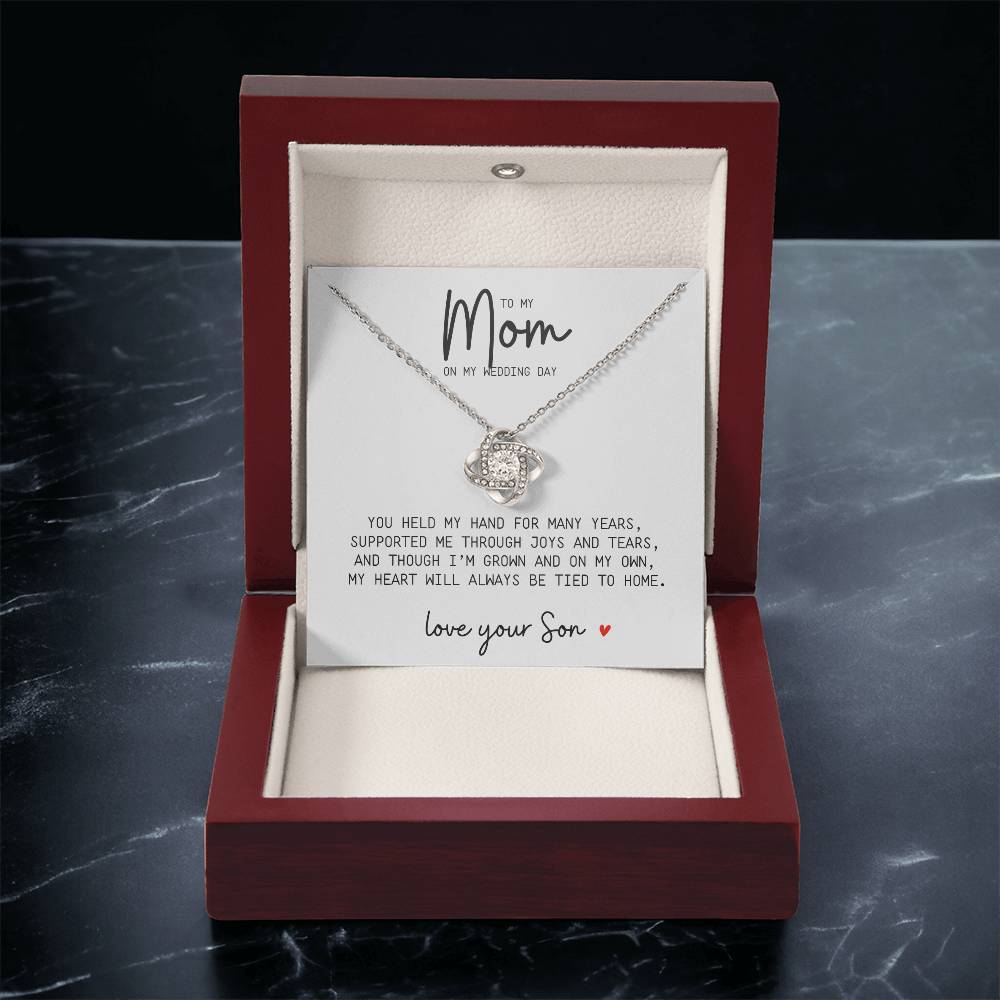 To My Mom on My Wedding Day – Love Knot Necklace with Message Card - Kim’s Signature Beauty & Accessories    