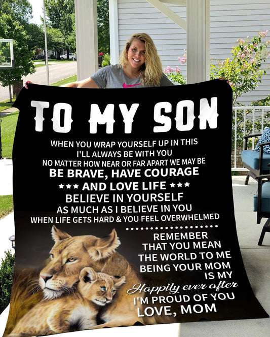To My Son Lion Blanket - Kim’s Signature Beauty & Accessories    