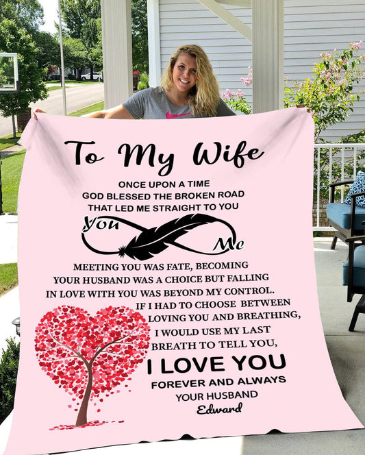 To My Wife - God blessed the broken road Blanket | Customizable - Kim’s Signature Beauty & Accessories    
