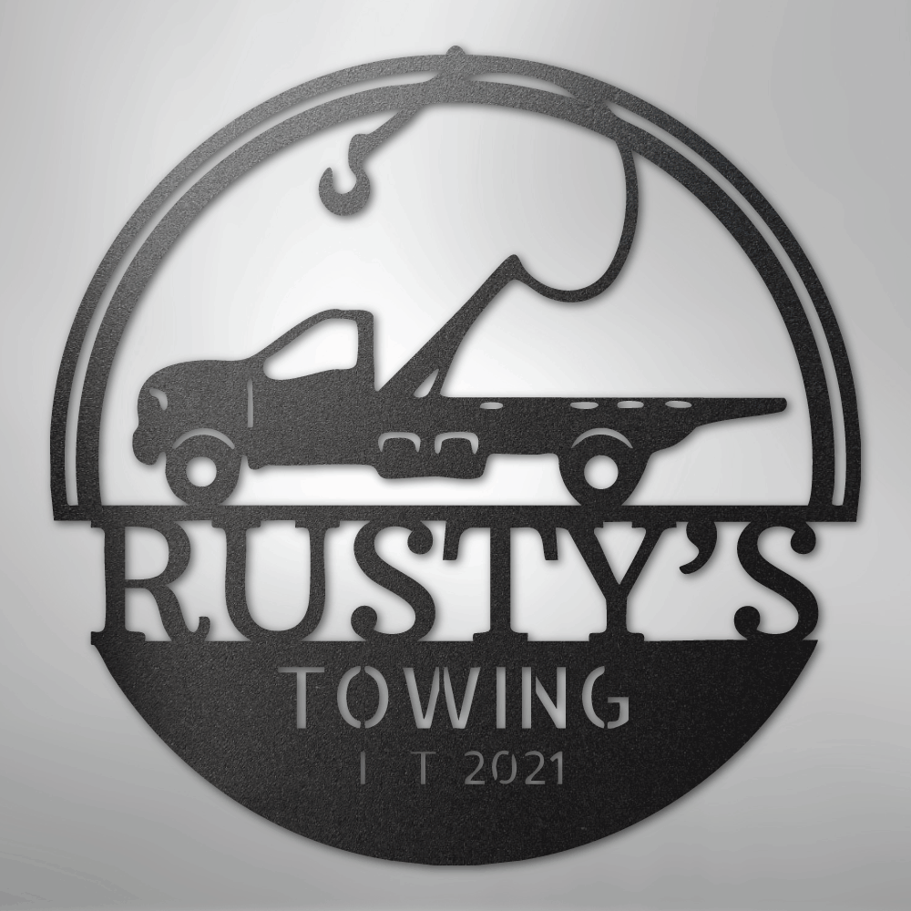 Tow Truck Monogram - Steel Sign - Kim’s Signature Beauty & Accessories
