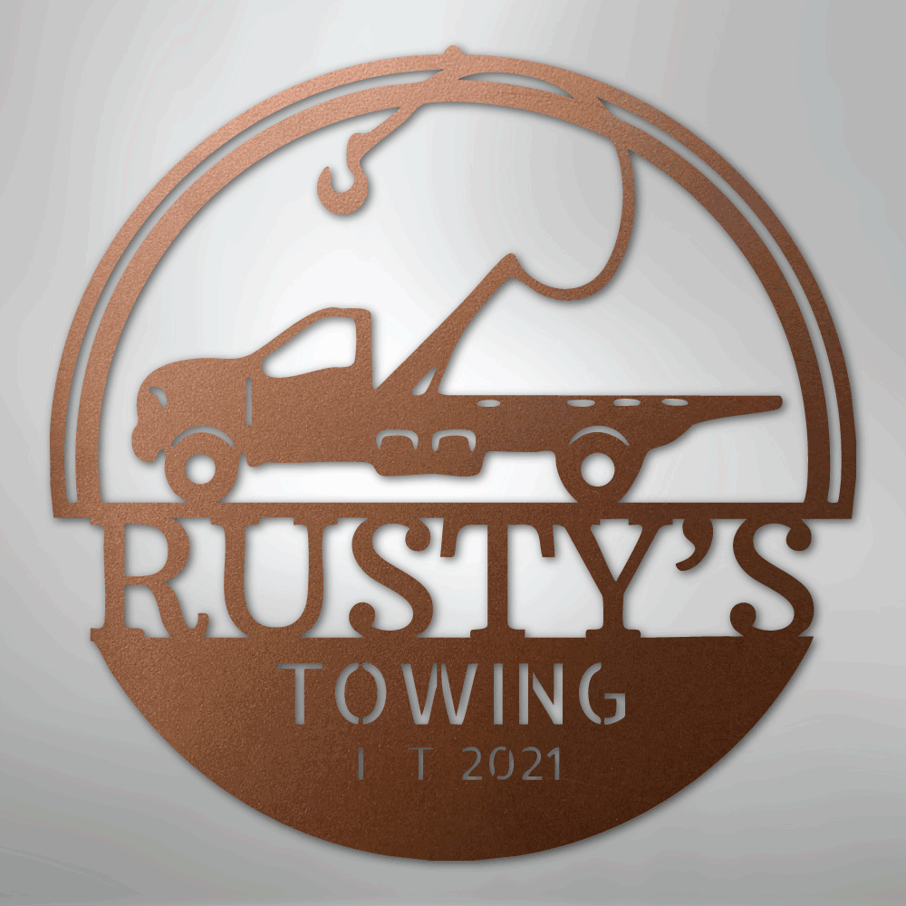 Tow Truck Monogram - Steel Sign - Kim’s Signature Beauty & Accessories