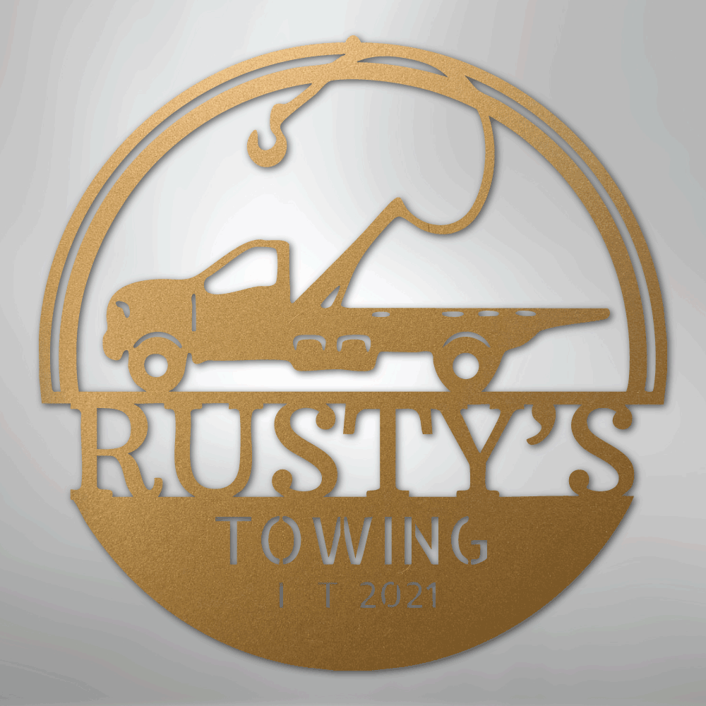 Tow Truck Monogram - Steel Sign - Kim’s Signature Beauty & Accessories