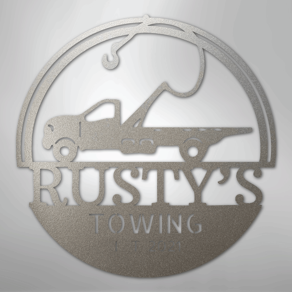 Tow Truck Monogram - Steel Sign - Kim’s Signature Beauty & Accessories