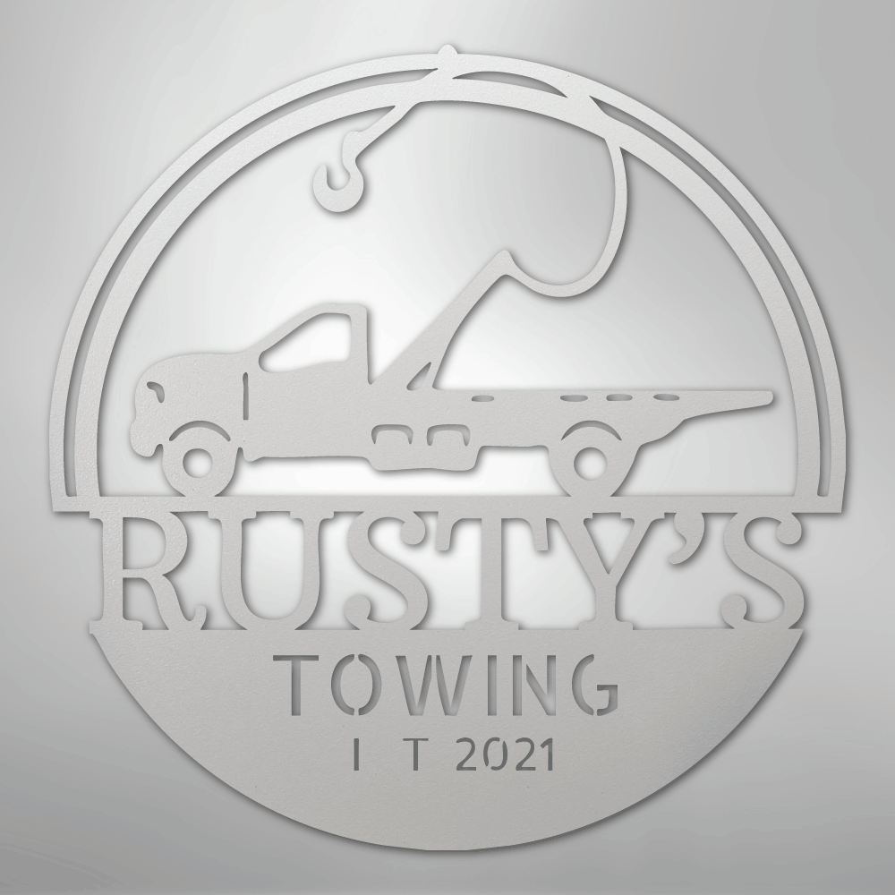 Tow Truck Monogram - Steel Sign - Kim’s Signature Beauty & Accessories