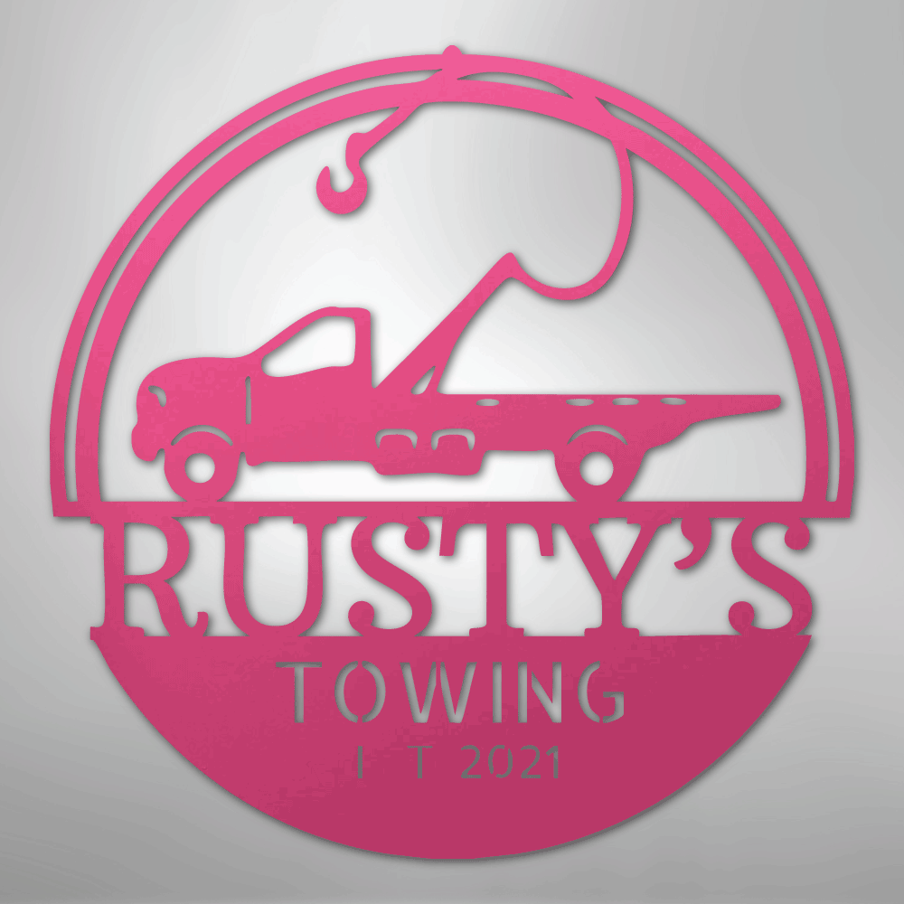 Tow Truck Monogram - Steel Sign - Kim’s Signature Beauty & Accessories